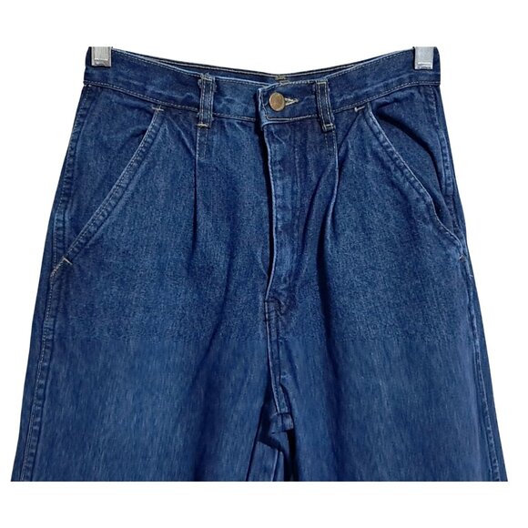 Vintage 1980s Norsport High-Waisted Pleated Mom Jeans Size 25/30 Dark Indigo HK - Picture 4 of 9